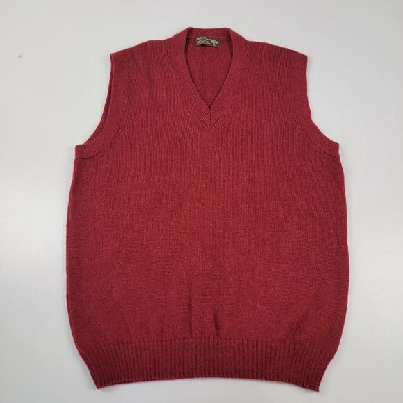 Vintage 90s Baby Alpaca Men’s Red V Neck Sweater Vest Size Large Peru - Picture 1 of 6